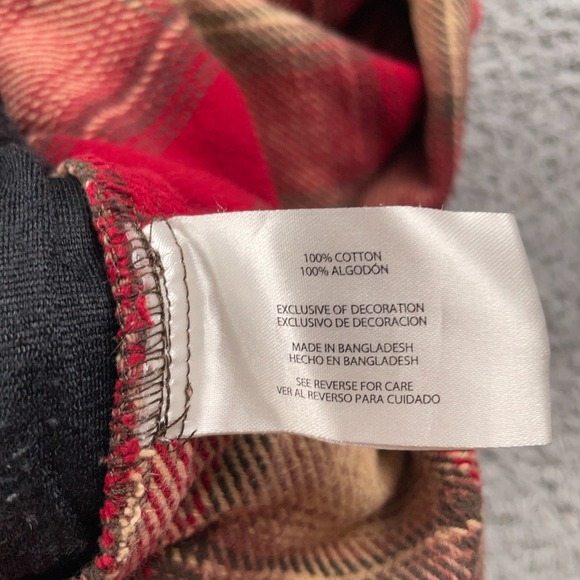 Orvis Shirt Jacket Mens XL Red Beige Flannel Shacket Overshirt Plaid Big Bear - Picture 10 of 12